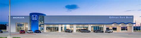 Gillman honda fort bend - Sincerely, The Gillman Honda Fort Bend Team - (281)341-2277. More. Helpful 5. August 10, 2018. SERVICE VISIT. Service Review only - Very poor!! I was there for my Honda Odyssey 60,000 miles service - Van would not start next day.